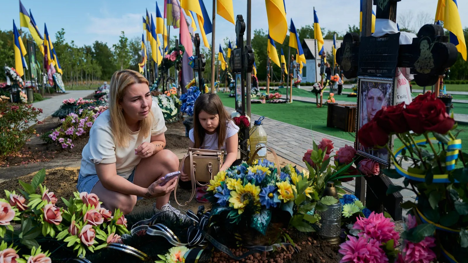 Graves of fallen Ukrainian defenders at Lychakiv Cemetery in Lviv